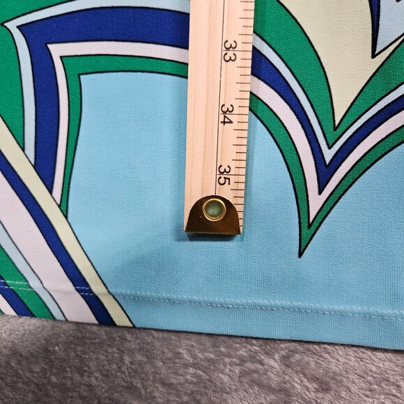 Chicos Dress Womens Large Blue Green Geometric Floral Stretch Mod Hippie Boho - Picture 13 of 13